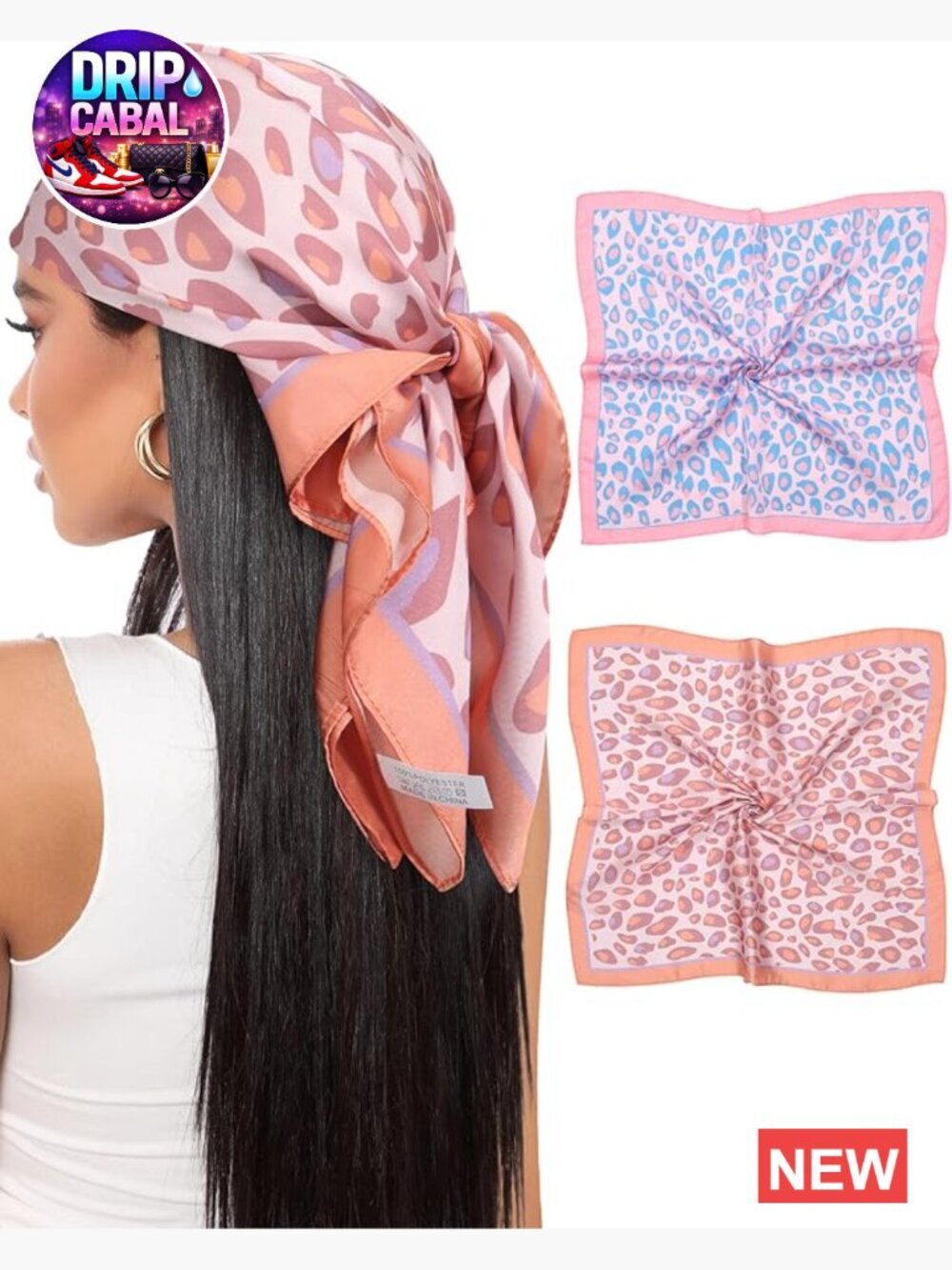 2-Pack Satin Hair Scarves Silk Feeling Head Wraps Bandana
